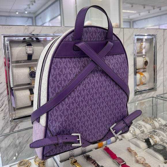 MICHAEL KORS Rhea Medium Color-Block Signature Logo Backpack - Picture 4 of 12